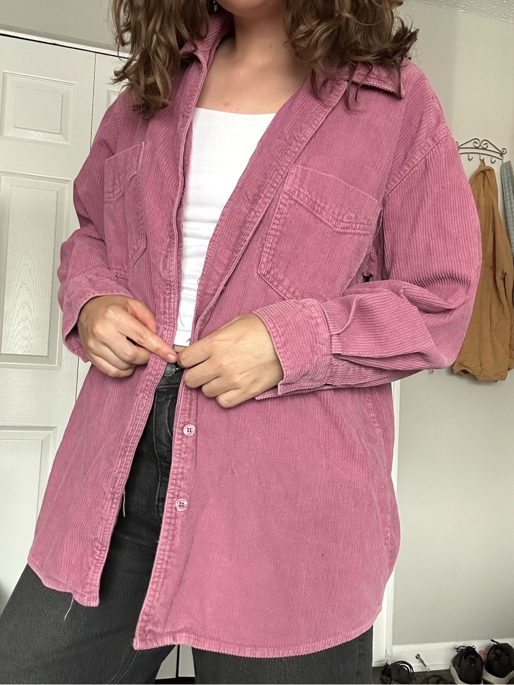 Pink Cotton Button Up
